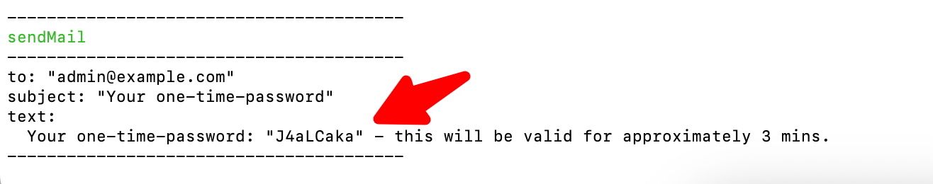 One time password email