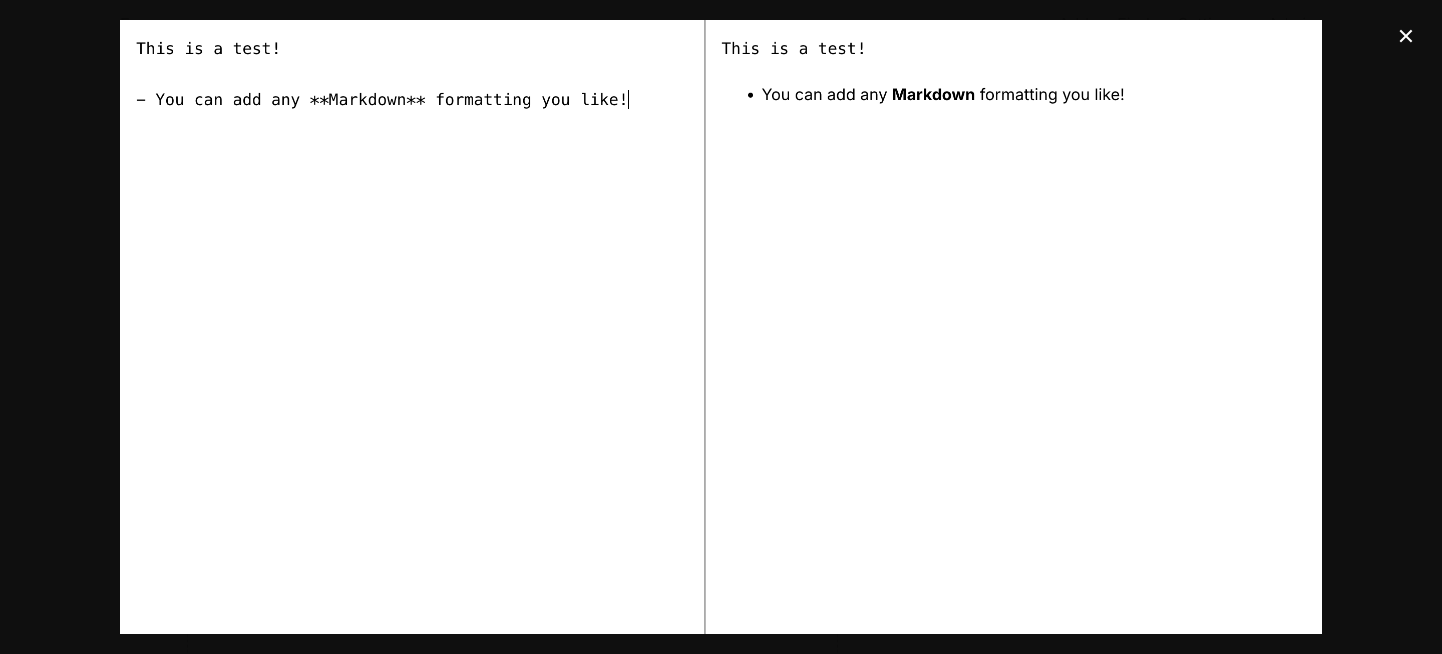 Split-screen markdown editor